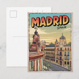 Madrid stad spanje vintage reis souvenirs, cadeaus briefkaart
