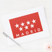 Madrid Stadsvlag Spanje Land Tekst Naam Rechthoekige Sticker (Envelop)