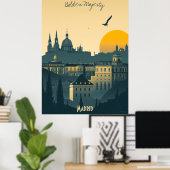 Madrid Sunrise - Royal City Silhouetten Poster (Thuiskantoor)