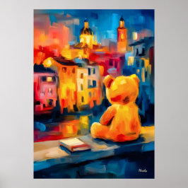 Madrid Teddy Sunset Plaza Skyline Print
