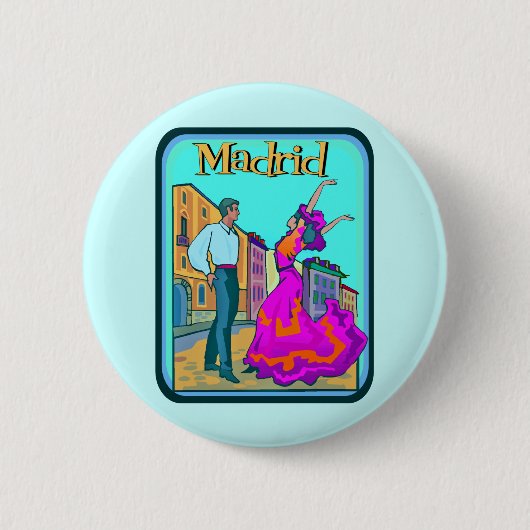 Madrid Travel Poster Ronde Button 5,7 Cm (Voorkant)