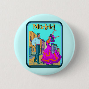 Madrid Travel Poster Ronde Button 5,7 Cm