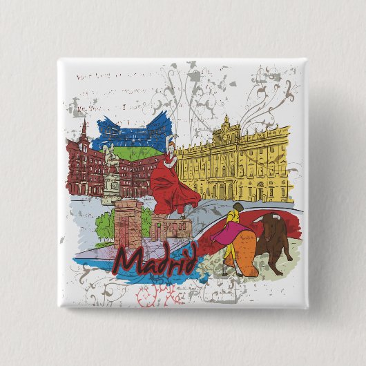 Madrid Vierkante Button 5,1 Cm (Voorkant)