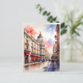 Madrid waterverf kunst briefkaart (Staand voorkant)