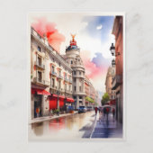 Madrid waterverf kunst briefkaart (Voorkant)