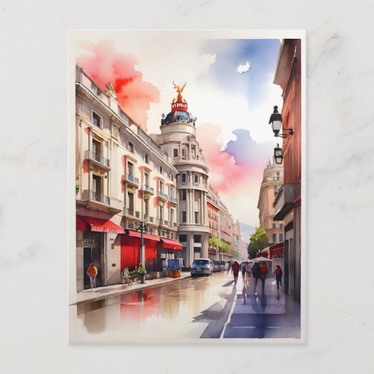 Madrid waterverf kunst briefkaart (Voorkant)