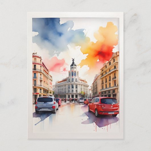 Madrid waterverf kunst briefkaart (Voorkant)