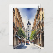 Madrid waterverf kunst briefkaart (Voorkant / Achterkant)