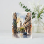 Madrid waterverf kunst briefkaart (Staand voorkant)