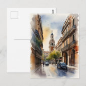 Madrid waterverf kunst briefkaart (Voorkant / Achterkant)