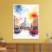 Madrid waterverf kunst canvas afdruk (Insitu (Woonkamer))