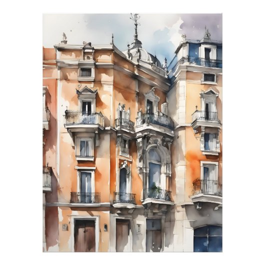 Madrid waterverf kunst foto afdruk (Voorkant)