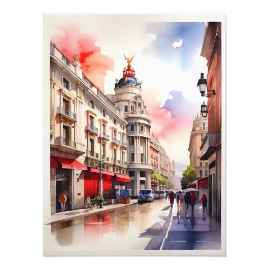 Madrid waterverf kunst foto afdruk (Voorkant)