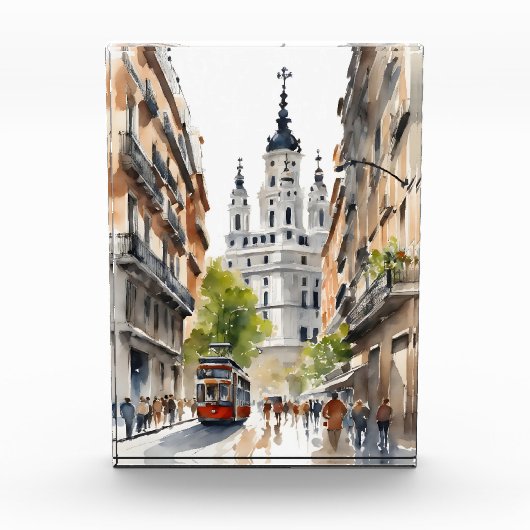 Madrid waterverf kunst fotoblokken (Voorkant)