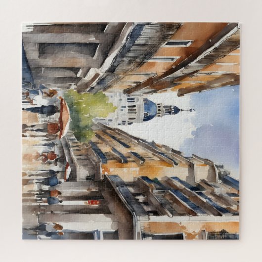 Madrid waterverf kunst legpuzzel (Horizontaal)