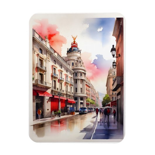 Madrid waterverf kunst magneet (Verticaal)