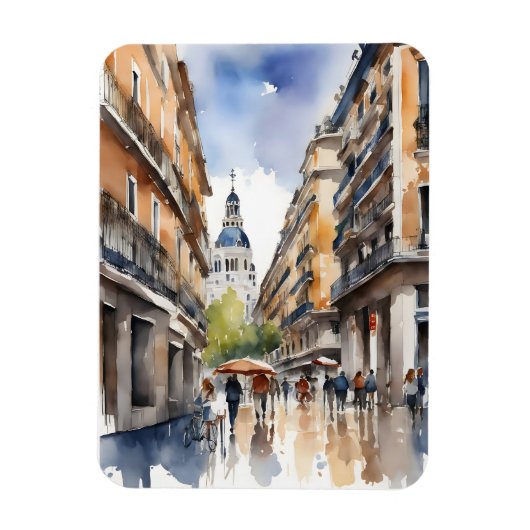 Madrid waterverf kunst magneet (Verticaal)