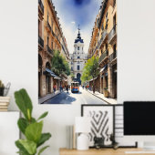 Madrid waterverf kunst poster (Thuiskantoor)