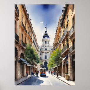 Madrid waterverf kunst poster