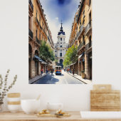 Madrid waterverf kunst poster (Keuken)