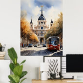 Madrid waterverf kunst poster (Thuiskantoor)