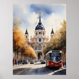 Madrid waterverf kunst poster