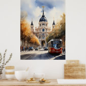 Madrid waterverf kunst poster (Keuken)