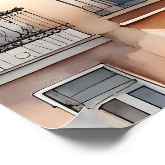 Madrid waterverf kunst poster (Hoek)