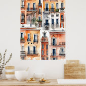 Madrid waterverf kunst poster (Keuken)