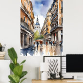 Madrid waterverf kunst poster (Thuiskantoor)