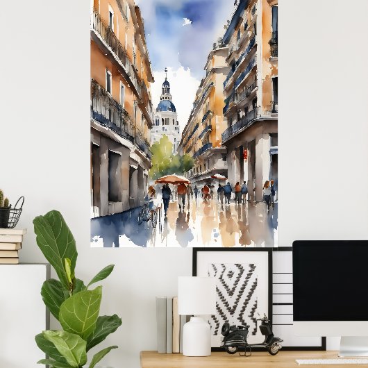Madrid waterverf kunst poster (Thuiskantoor)