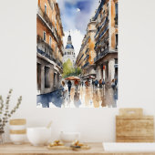 Madrid waterverf kunst poster (Keuken)