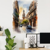 Madrid waterverf kunst poster (Thuiskantoor)