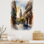 Madrid waterverf kunst poster (Keuken)