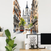 Madrid waterverf kunst poster (Thuiskantoor)