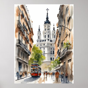 Madrid waterverf kunst poster