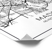 Madrid White Map Poster - Madrid Wall Art (Hoek)