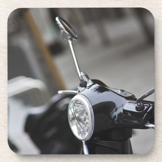Madrid, zwarte Vespa scooter Drankjes Onderzetter (Voorkant)