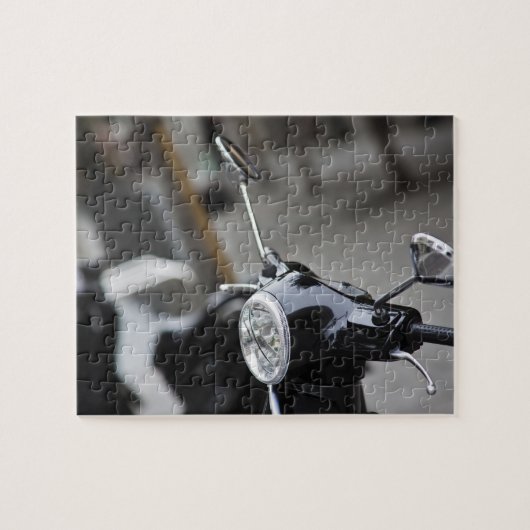 Madrid, zwarte Vespa-scooter Legpuzzel (Horizontaal)