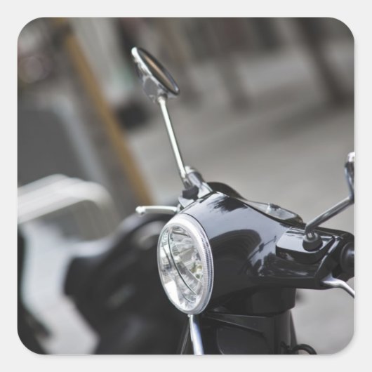Madrid, zwarte Vespa-scooter Vierkante Sticker (Voorkant)