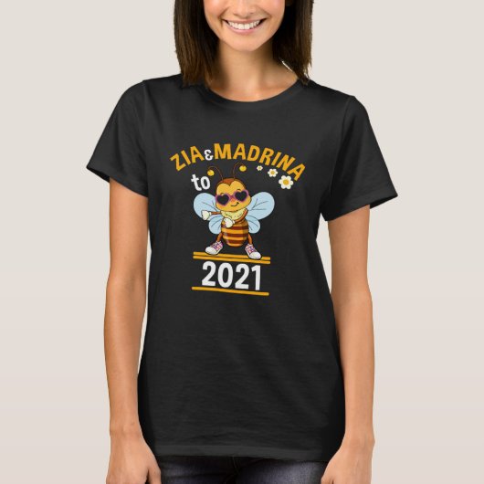 Madrina Zia To Be 2021 Future Godmother Aunt Floss T-shirt (Voorkant)