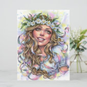 Mae Beltane Spring Maypole Dancer Girl Art Kaart (Staand voorkant)