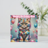 MAE ~ Verjaardag Kaart ~ Roze Blauw ~ (Staand voorkant)