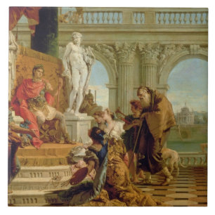 Maecenas presenteert de liberale kunst aan de keiz tegeltje