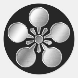 Maeda Clan Kamon Silver Chrome Ronde Sticker