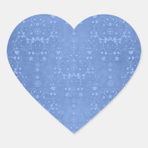Maerblauw Fantasie Bloemendamask Patroon Hart Sticker