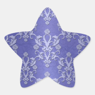 Maerblauw Fantasie Bloemendamask Patroon Ster Sticker
