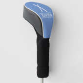 Maerblblauwe golfhoes met monogram golfheadcover (Schuin)