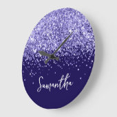 Maerlant Glitter Donkerblauwe Script Naam Grote Klok (Hoek)