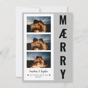 "MAERRY" Kerstmis Opslaan Datum foto   Grijs/zwart Feestdagenkaart